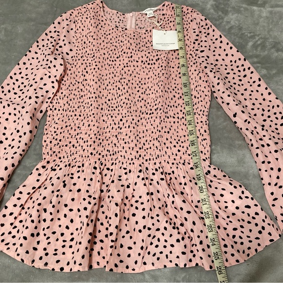beachlunchlounge New Lauren Polka Dot Rayon Smocked Top S/P Pink - Picture 14 of 16
